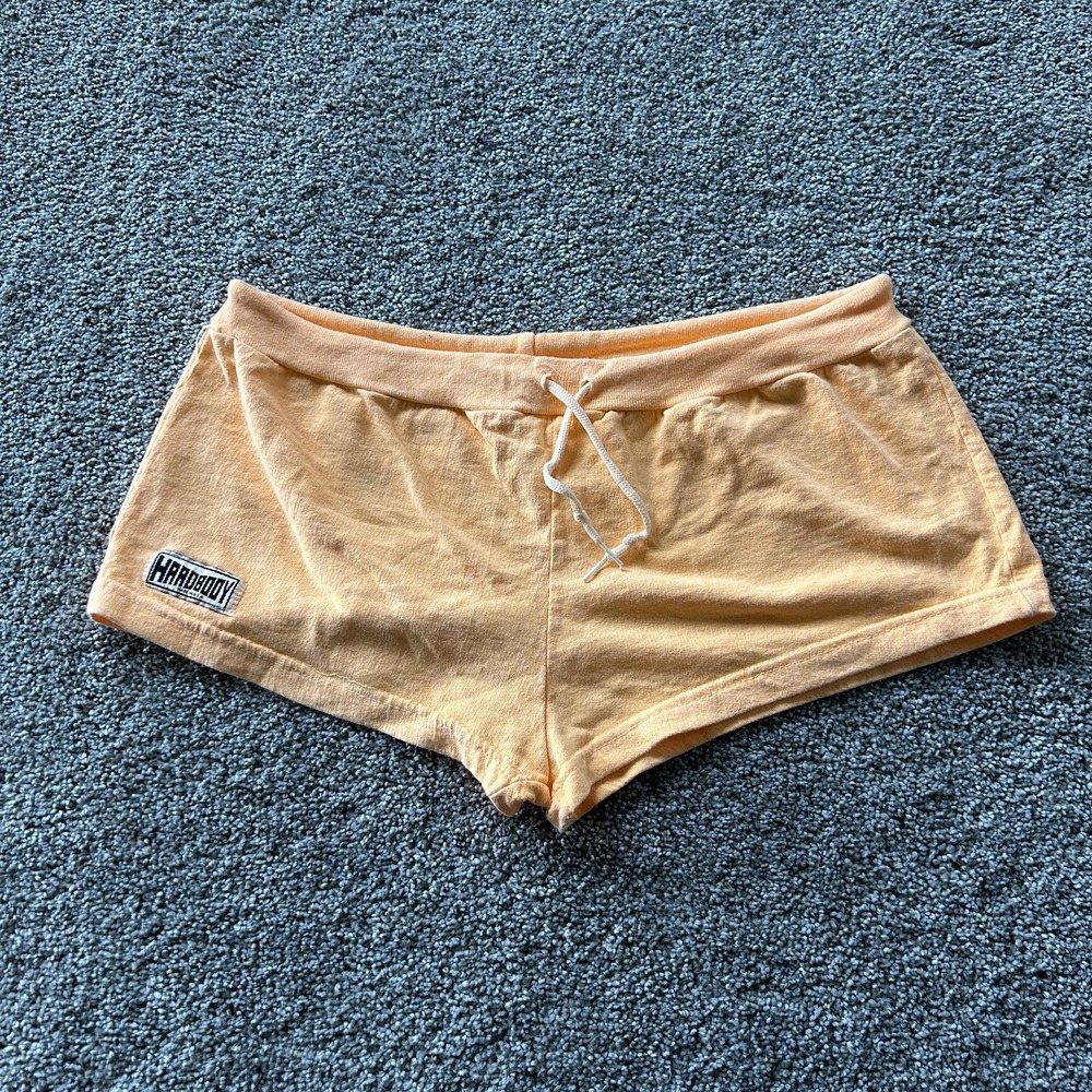 Y2K Hardbody Sweat Shorts Womens L Orange French Terry Drawstring Lounge Gym
